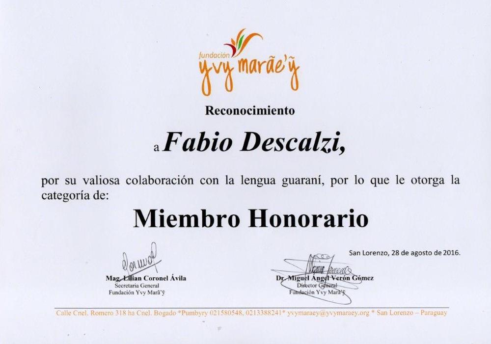 Miembro Honorario Yvy Marae'y