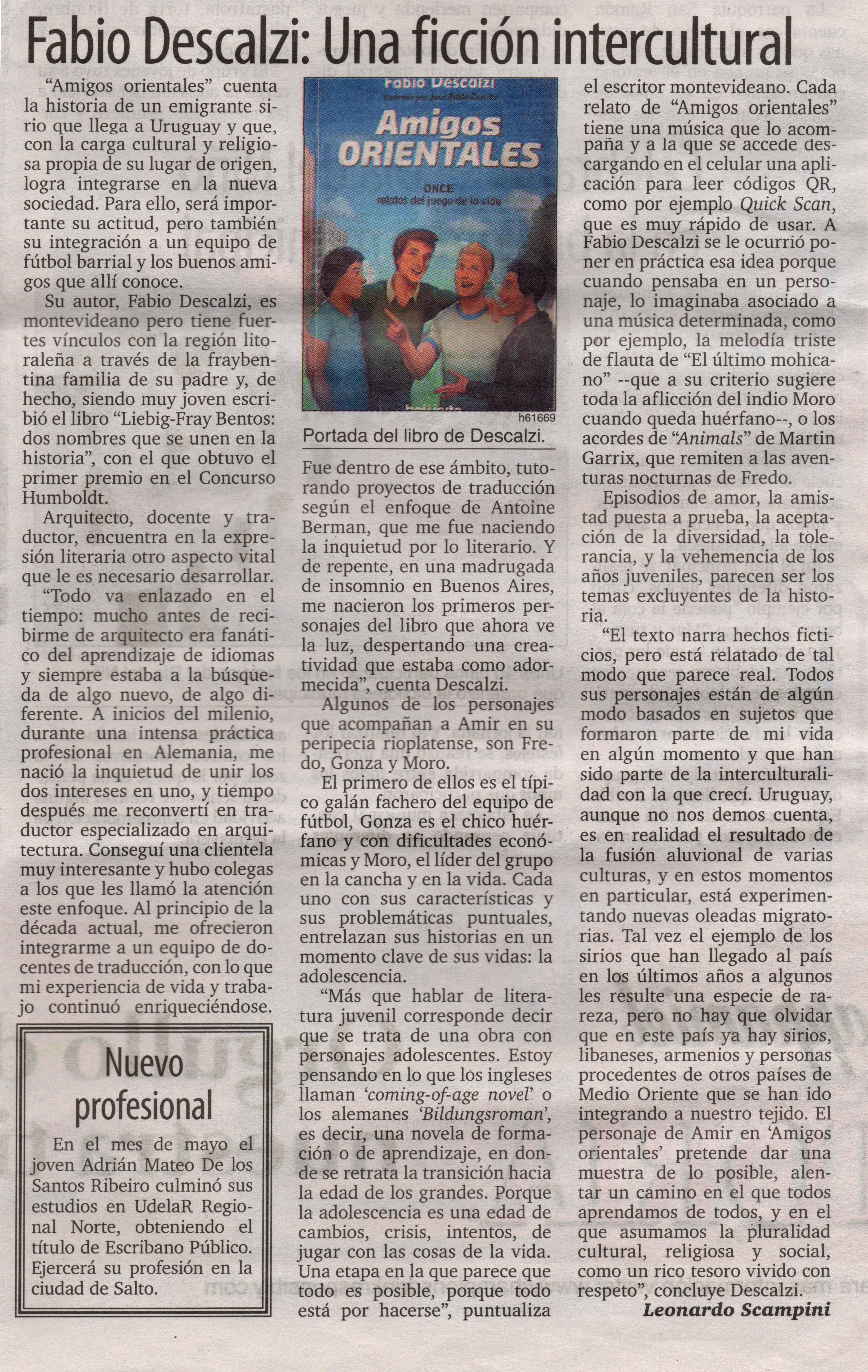 Amigos Orientales en El Telégrafo grande