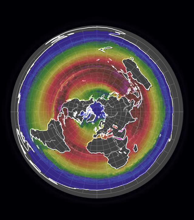Flat earth map with heat signatures